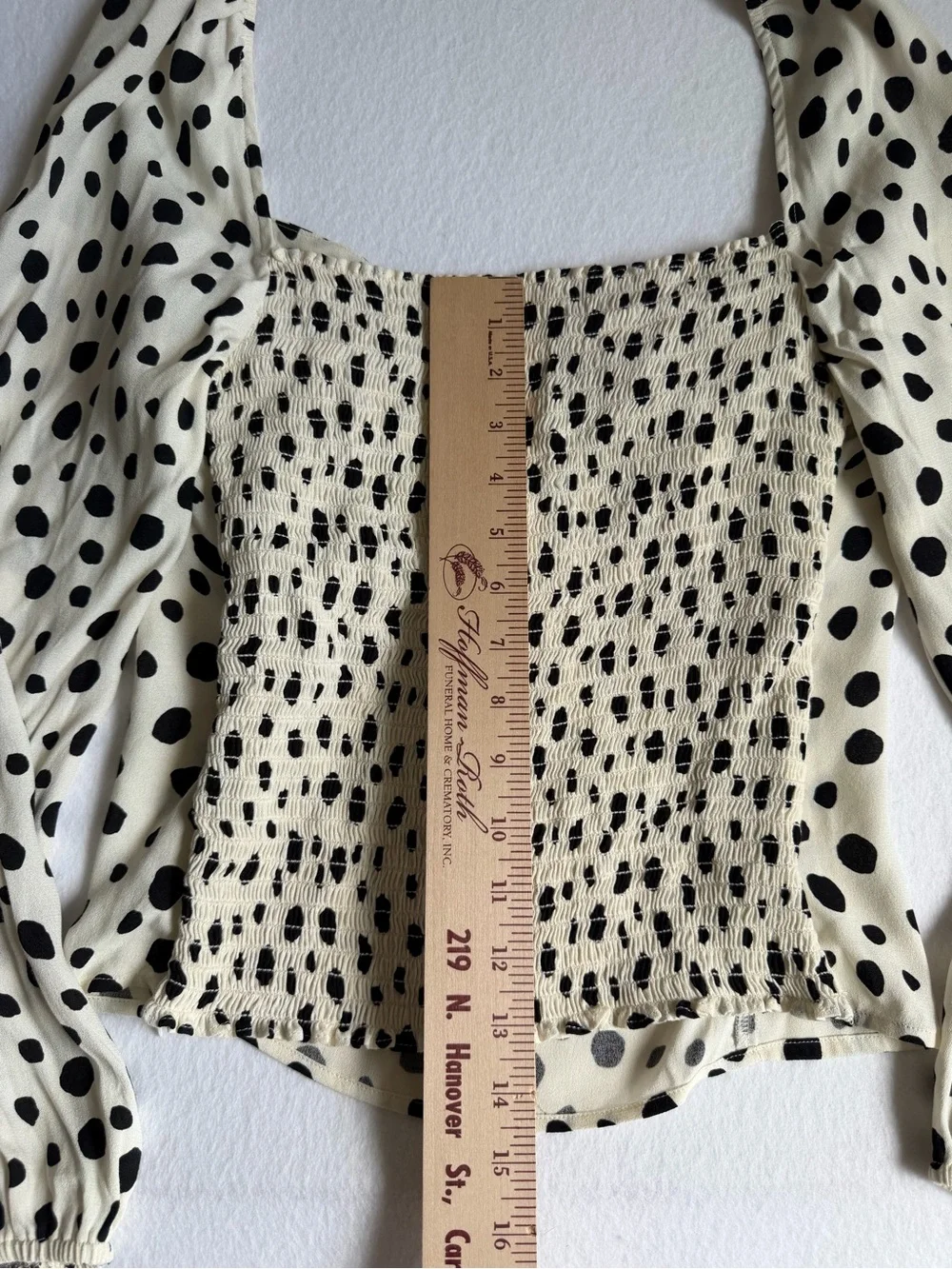 Reformation Reign Cream Black Polka Dot Puff Sleeve Smocked Top 12 Dalmation